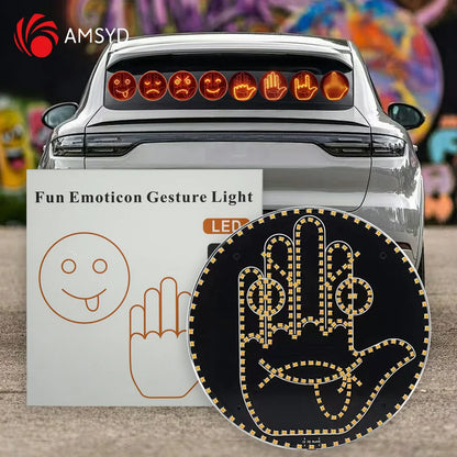 Car LED Facial Expression Light with Remote Control – Rear Window Warning & Fun Display Lamp