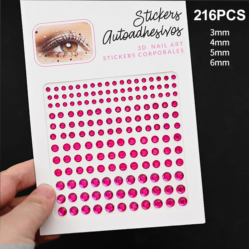 5D Face Diamond Gem Stickers - Colorful Rhinestone Body Makeup Tattoo for Festival, Nail Art & DIY Bling Style