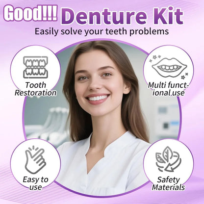 Full Upper & Lower Silicone Dentures Set - Comfort Fit Instant Smile Replacement Teeth