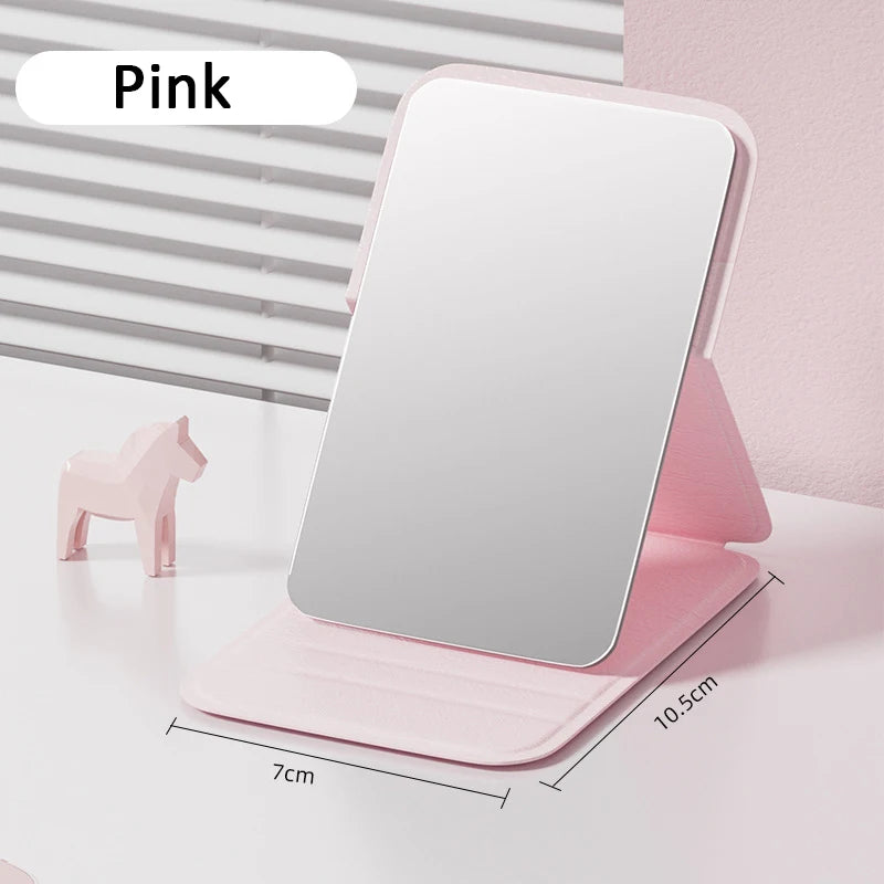 Mini Folding Makeup Mirror – Portable Pocket Mirror with Handle, Single-Sided for Women