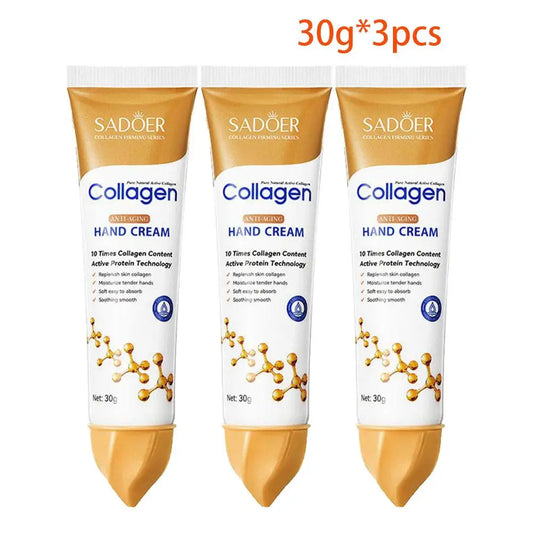 3pcs Collagen Hand Cream 30g — Moisturizing, Skin Softening & Nourishing Korean Skincare for Cracked Hands