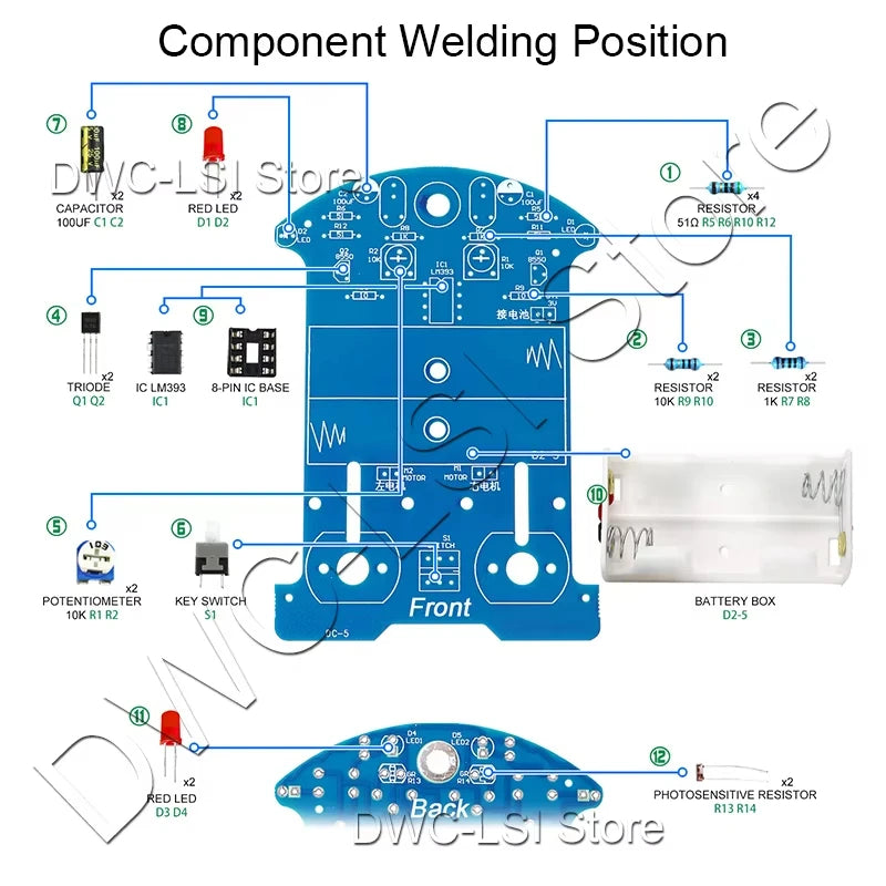 DIY Soldering Learning Kit - Smart Car Line Following Robot Electronics Project for Beginners