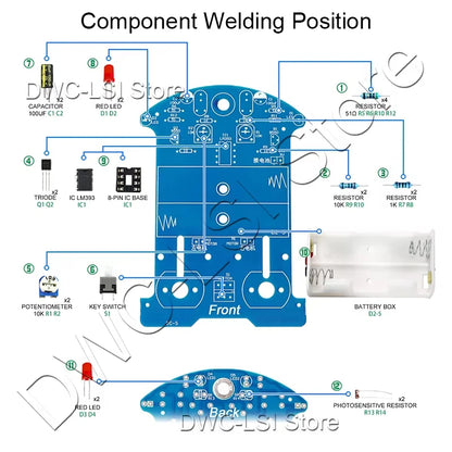 DIY Soldering Learning Kit - Smart Car Line Following Robot Electronics Project for Beginners