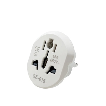 Korea EU Plug Adapter 16A 250V – High-Quality Universal Travel Converter with 2 Round Sockets for AU, US, UK, CN to EU/KR Wall Socket