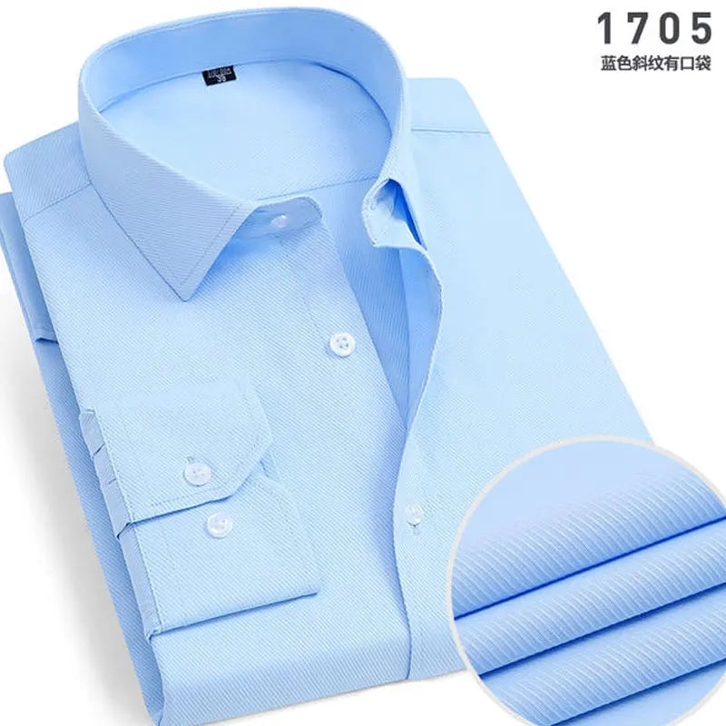 Men's Striped Long Sleeve Shirt - Slim Fit Wrinkle-Resistant Business Casual Shirt for Spring