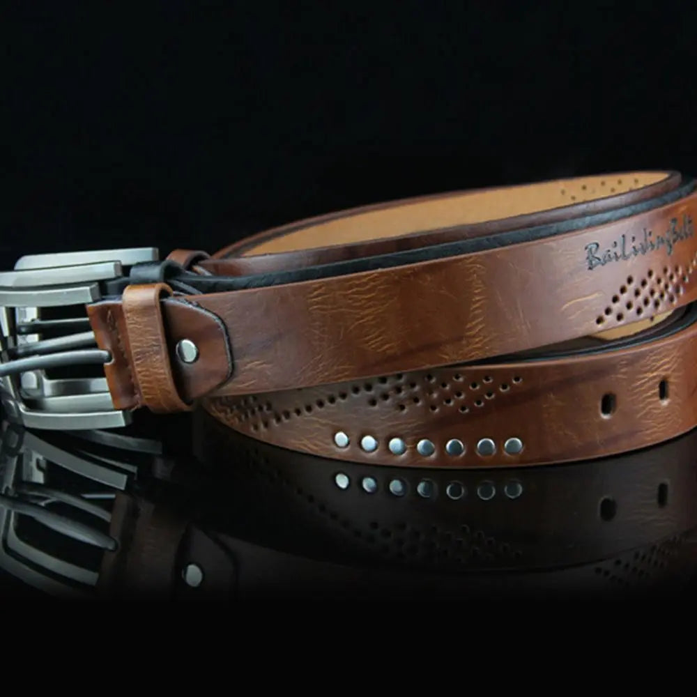 Simple Leather Men's Belt – Luxury Classic Buckle, High-Quality Alloy Vintage Cowboy Waistband for Business & Casual Use