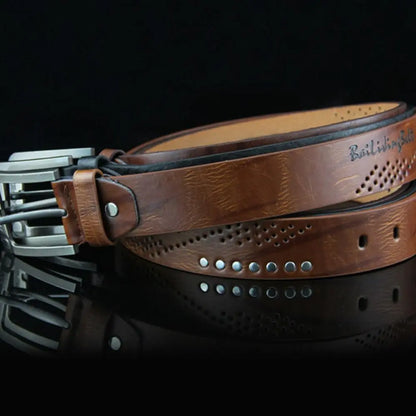 Simple Leather Men's Belt – Luxury Classic Buckle, High-Quality Alloy Vintage Cowboy Waistband for Business & Casual Use
