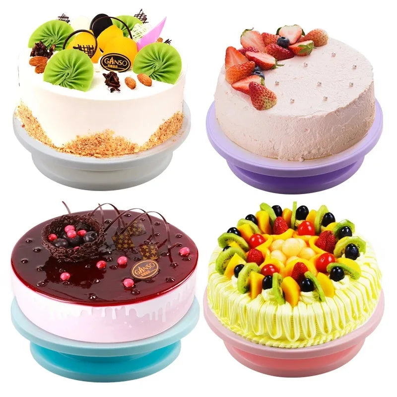 Plastic Cake Turntable: Rotating Stable Stand for Baking Decoration - DIY Mold, Anti-Skid Round Cake Table