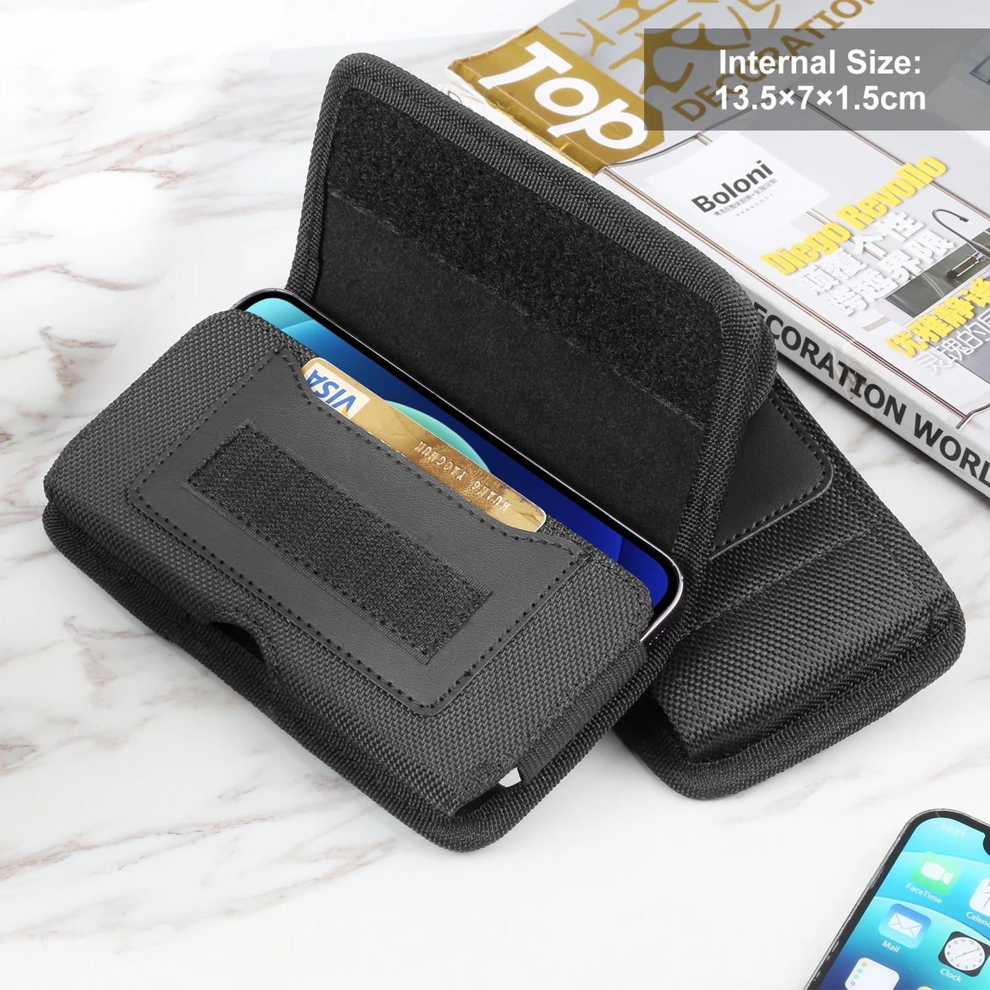 HAWEEL Nylon Phone Holster – Belt Clip Pouch for 4.7-6.8 Inch Cell Phones, Waist Bag for iPhone 15/13/12 & Samsung Galaxy