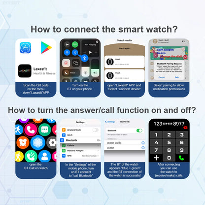 LAXASFIT Smartwatch — Bluetooth Call, Message Alerts, Heart Rate Monitor & Sports Fitness Tracker for Men & Women, Android & iOS Compatible