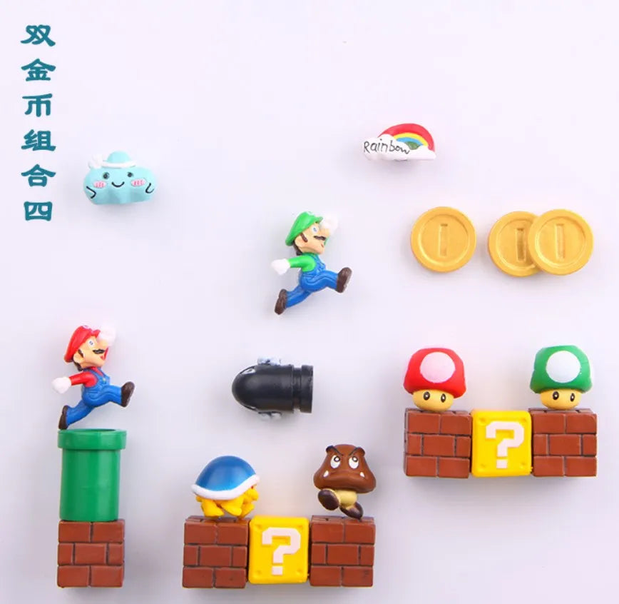 Japan Game Figure Super Mario Bros Fridge Magnets – Luigi, Yoshi, Toad Mini Figurines & Refrigerator Stickers Ornament