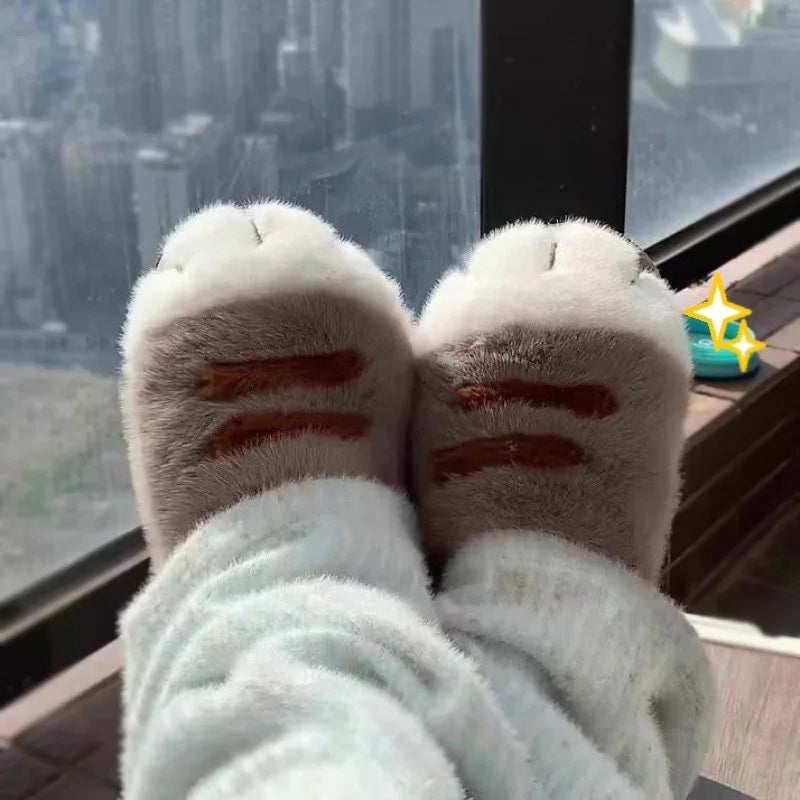 Adorable Kitty Claw Slippers for Women – Non-Slip Furry Mules, Warm Fluffy Cat Slides