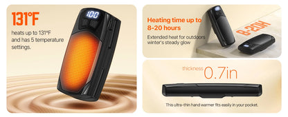 2-Pack Rechargeable Hand Warmers 2000mAh – Electric Pocket Heater for Christmas, Outdoors, Hunting, Golf & Camping