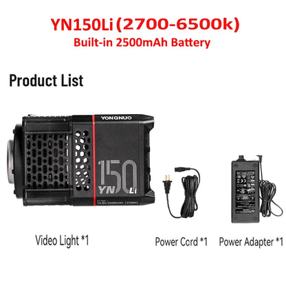 Yongnuo YN150 150W Portable LED Video Light - 2700–6500K COB Handheld Photography Fill Light for YN150Li/YN150S
