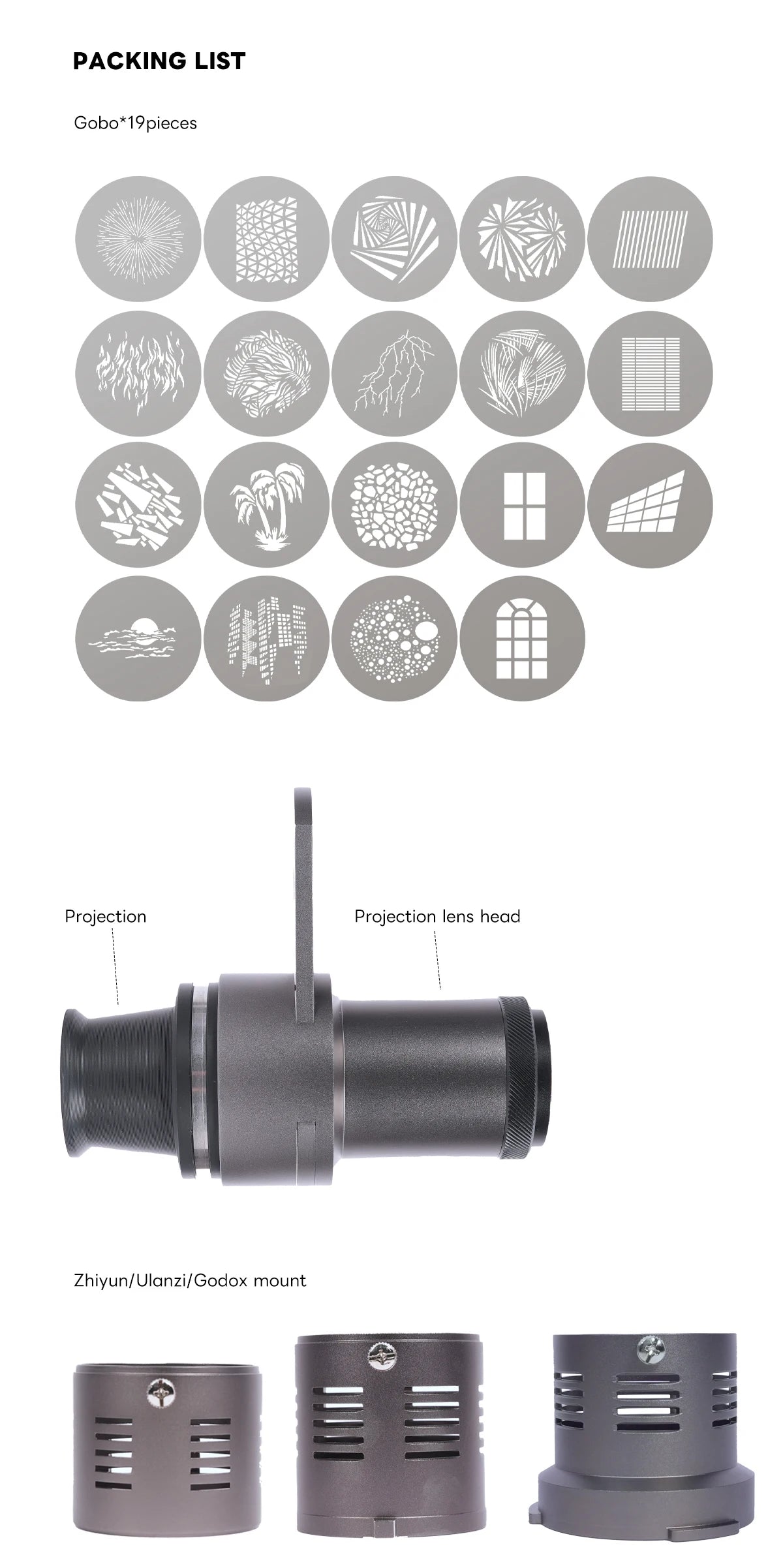 Mini Snoot Projection Attachment – Compatible with Zhiyun, Ulanzi, & Godox Mounts