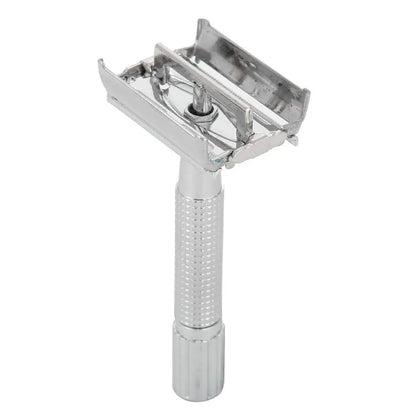 Men's Facial Shavers – Stainless Steel Double-Ended Manual Razor with Blades, Barbershop Razor with Steel Shank