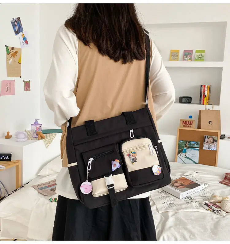 Waterproof Canvas Women’s Handbag – Nylon Shoulder Tote, Oxford Crossbody Messenger Bag for Girls