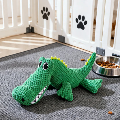 Durable Dinosaur Plush Pet Toy - Squeaky Interactive Chew Toy for Cats and Dogs, Double-Layer Fabric Design