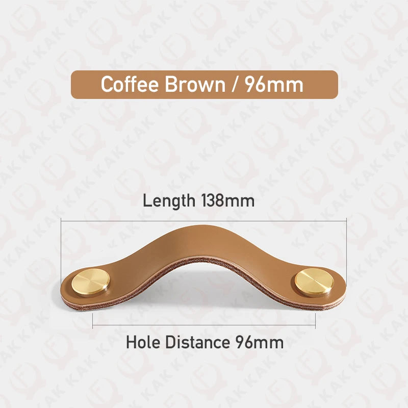 KAK Cowhide Leather Cabinet Handles – Nordic Style Furniture Pulls for Kids Room, Brass & Copper Kitchen Drawer Knobs, Door Hardware
