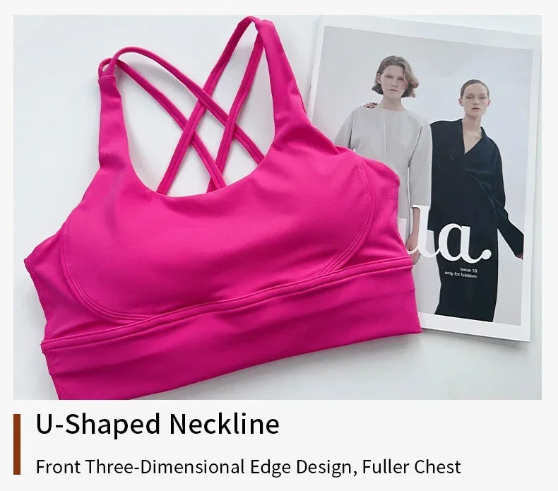 Women’s Sexy Crossback Yoga Sports Bra — Breathable, Quick-Dry, Shockproof Fitness & Running Bra