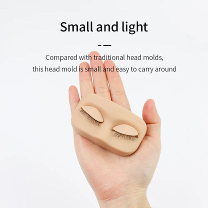 GLAMLASH Mini Lash Practice Head – Flat Model for Eyelash Extension Training with Removable Replacement Eyelids