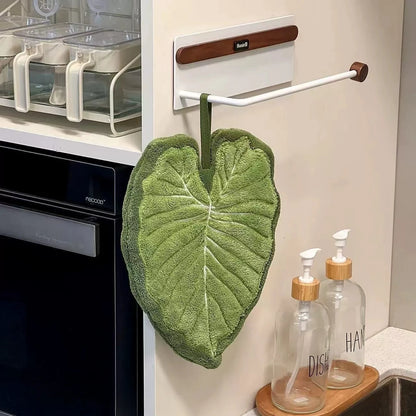 Leaf Hand Towel - Soft Absorbent Kitchen and Bathroom Hanging Towel for Home Use