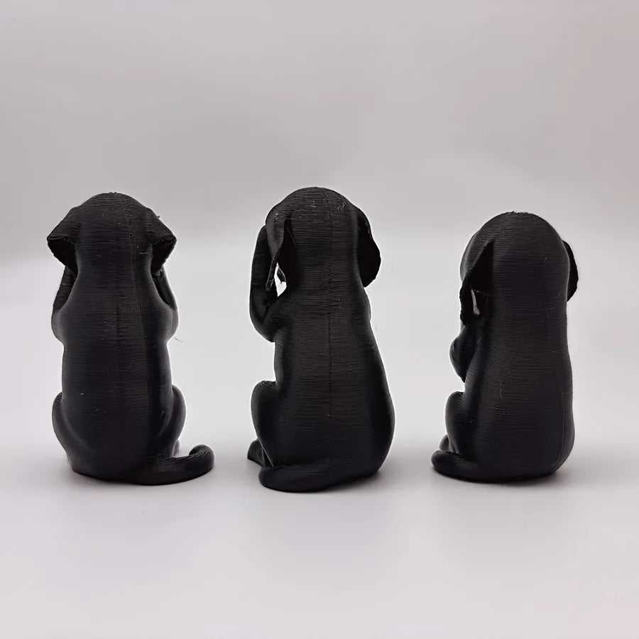 3-Piece Wise Dog Statue Set — 3D Printed Dachshund Figurines for Home & Office Decor