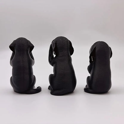 3-Piece Wise Dog Statue Set — 3D Printed Dachshund Figurines for Home & Office Decor