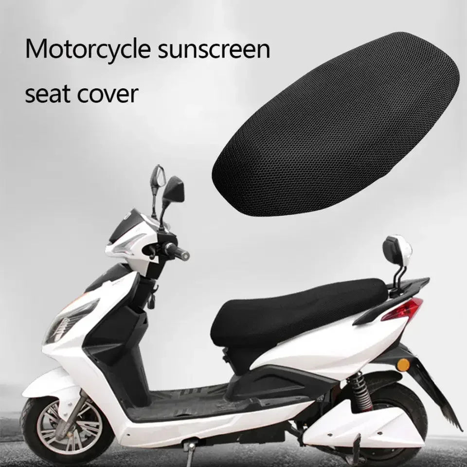 Summer Cooling 3D Mesh Motorcycle Seat Cover – Breathable Anti-Slip Scooter Cushion Protection Pad with Grid Design