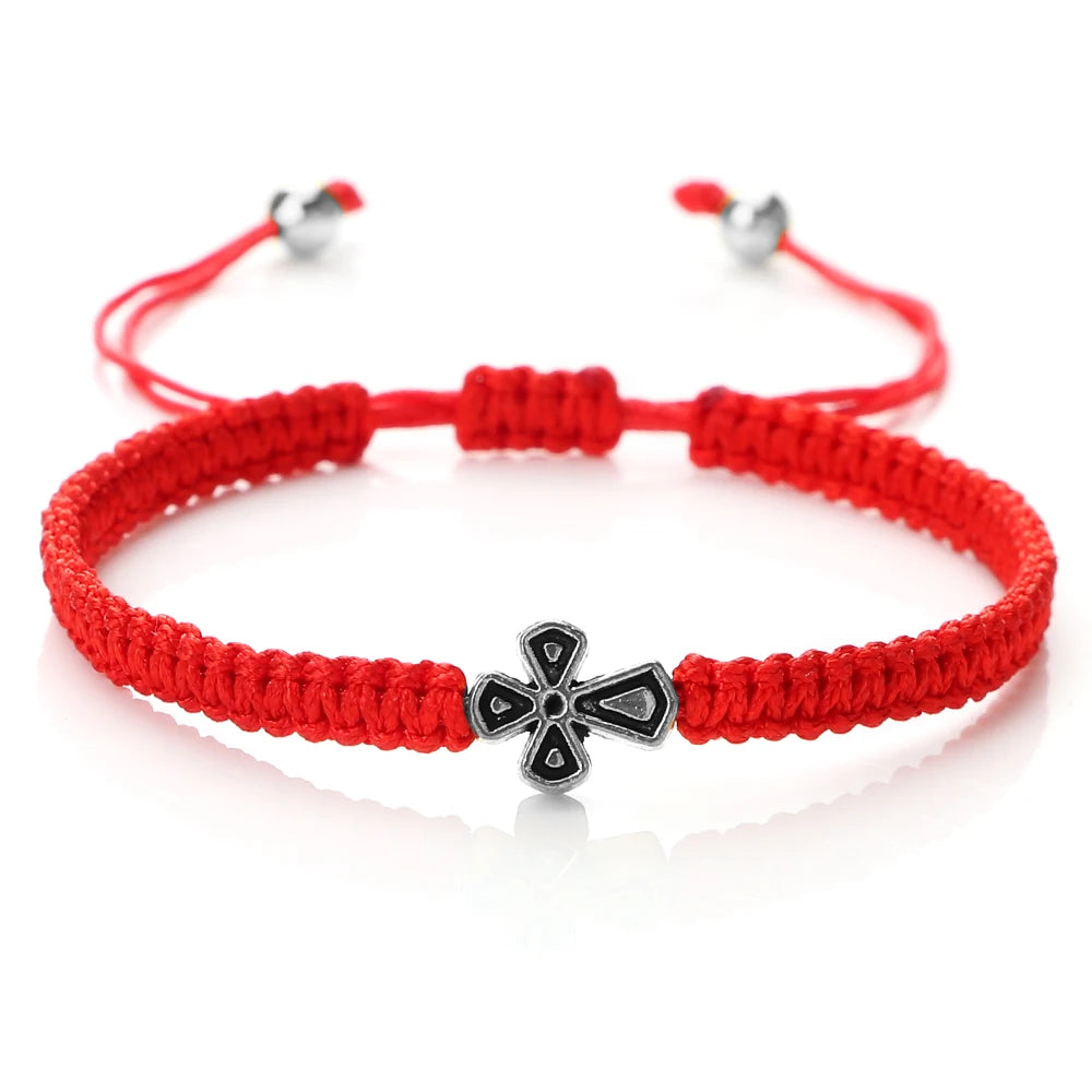 Prayer Cross Rope Bracelet - Handmade Adjustable Nylon Lucky Bangle Jewelry Gift for Women & Men