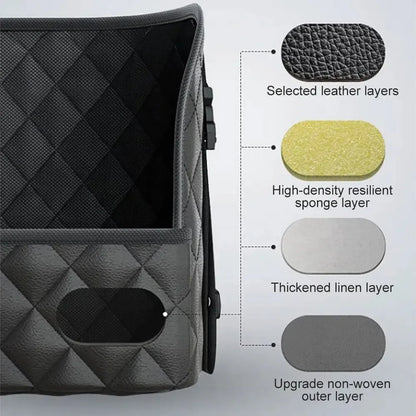 Large Capacity Car Middle Seat Storage Net - Leather Hanging Bag & Seat Back Organizer