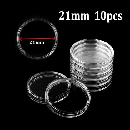 Coin Capsules Storage Box - Clear Plastic Holders for 21/23/25/30/32/38/40/45mm Coins