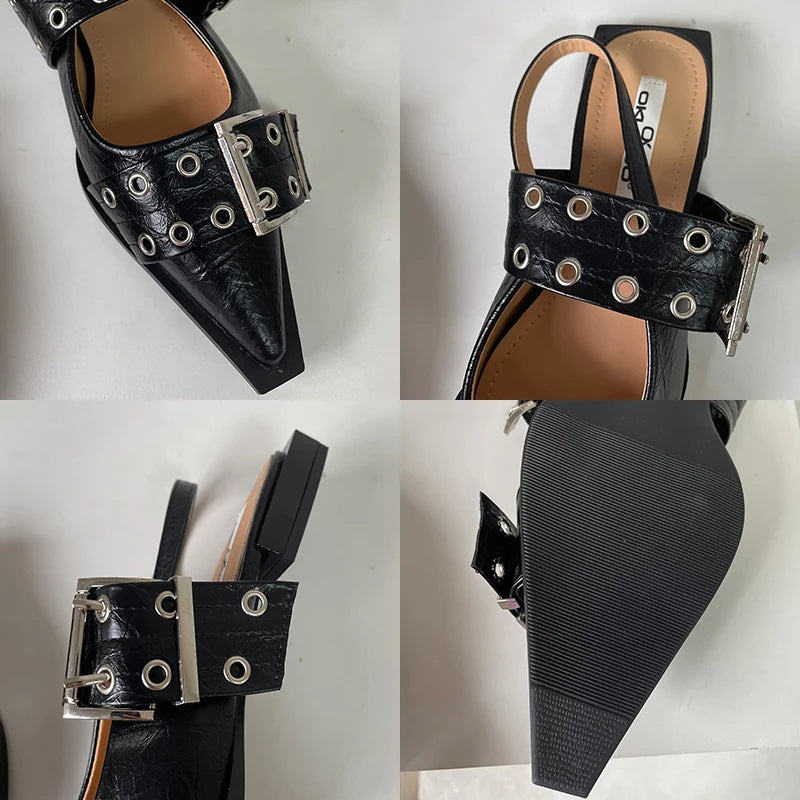 Women’s Pointed Toe Slingback Sandals – 2025 Spring Fashion Flats, Large Sizes