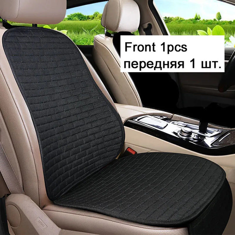 Universal Car Flax Seat Cushion Protector - Front and Rear Seat Cover Pad with Backrest Mat for Automotive Interiors