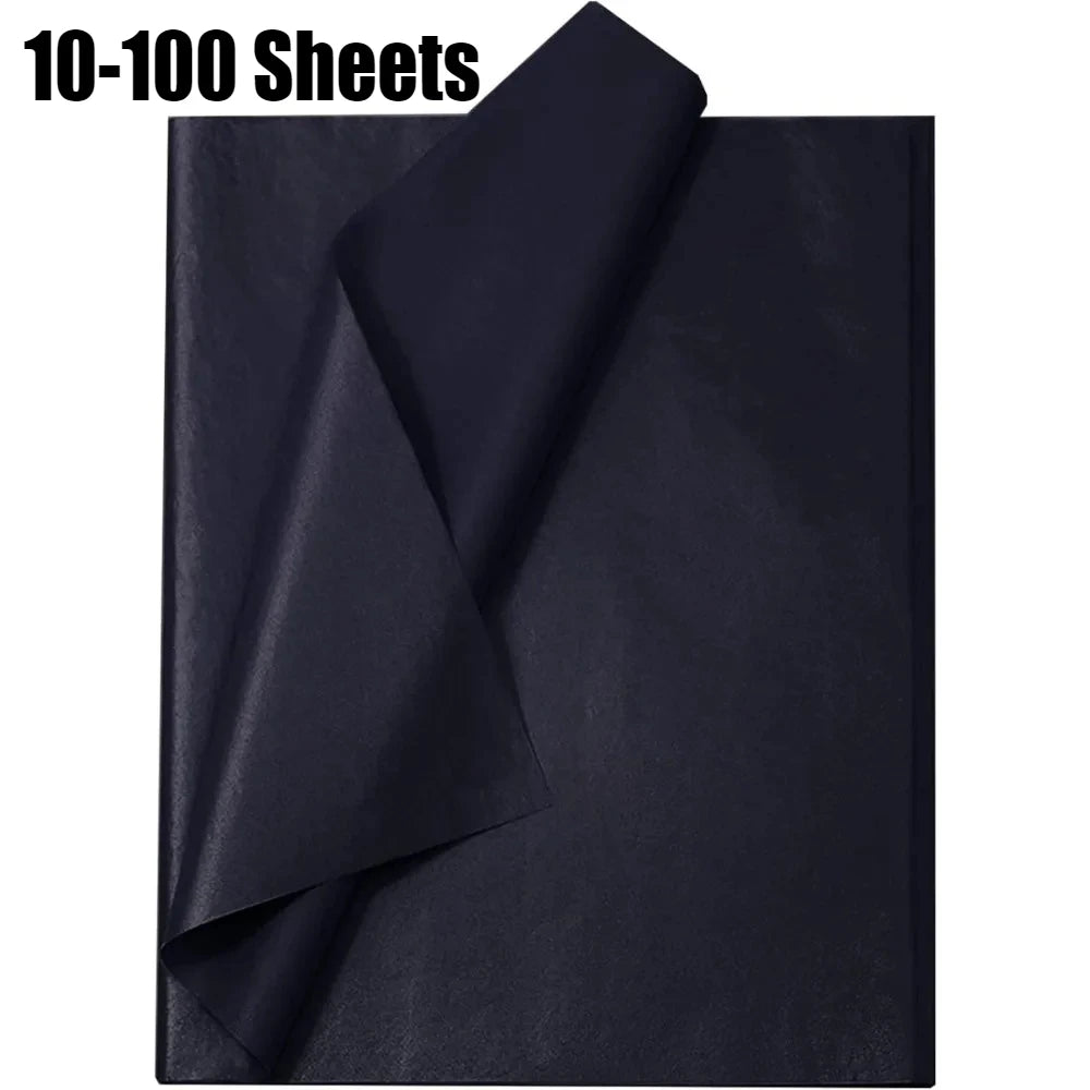 Black Tissue Paper Sheets - 10-100pcs Gift Wrapping Craft Paper for DIY Art and Flower Decoration