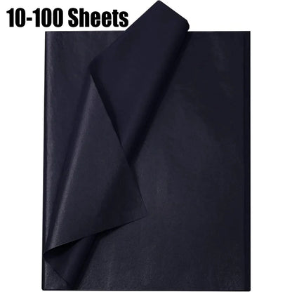 Black Tissue Paper Sheets - 10-100pcs Gift Wrapping Craft Paper for DIY Art and Flower Decoration