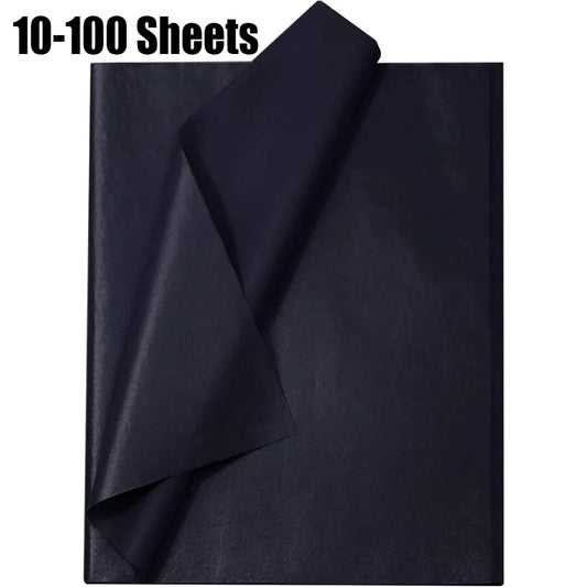Black Tissue Paper Sheets - 10-100pcs Gift Wrapping Craft Paper for DIY Art and Flower Decoration