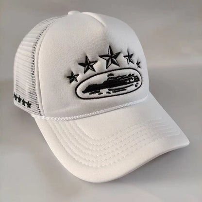 Star Embroidered Baseball Cap - Unisex Mesh Sports Hat for Outdoor Events