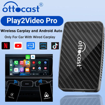OTTOCAST Play2Video Pro Wireless CarPlay & Android Auto Adapter – YouTube, Netflix, IPTV for Kia & Toyota