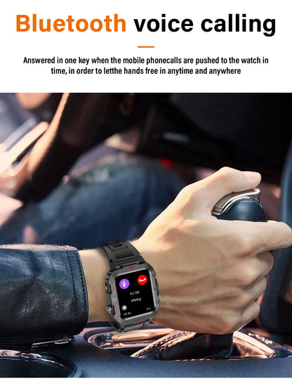 LAXASFIT Men’s Smart Watch – LED Flashlight, Outdoor Sports, Health Monitoring Wristwatch