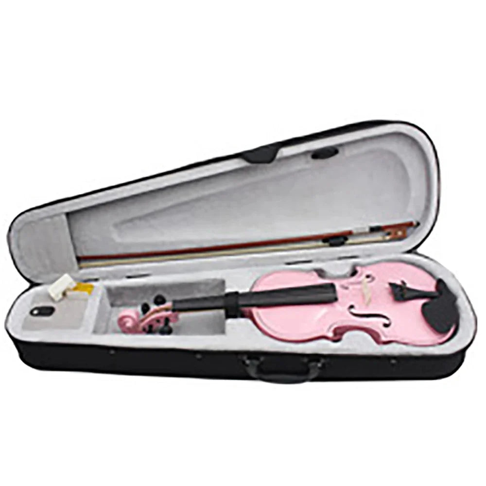 4/4 Full Size Violin - Solid Wood Black Acoustic Violin Set with Case, Bow, Rosin, Tuner, Strings & Shoulder Rest for Beginners