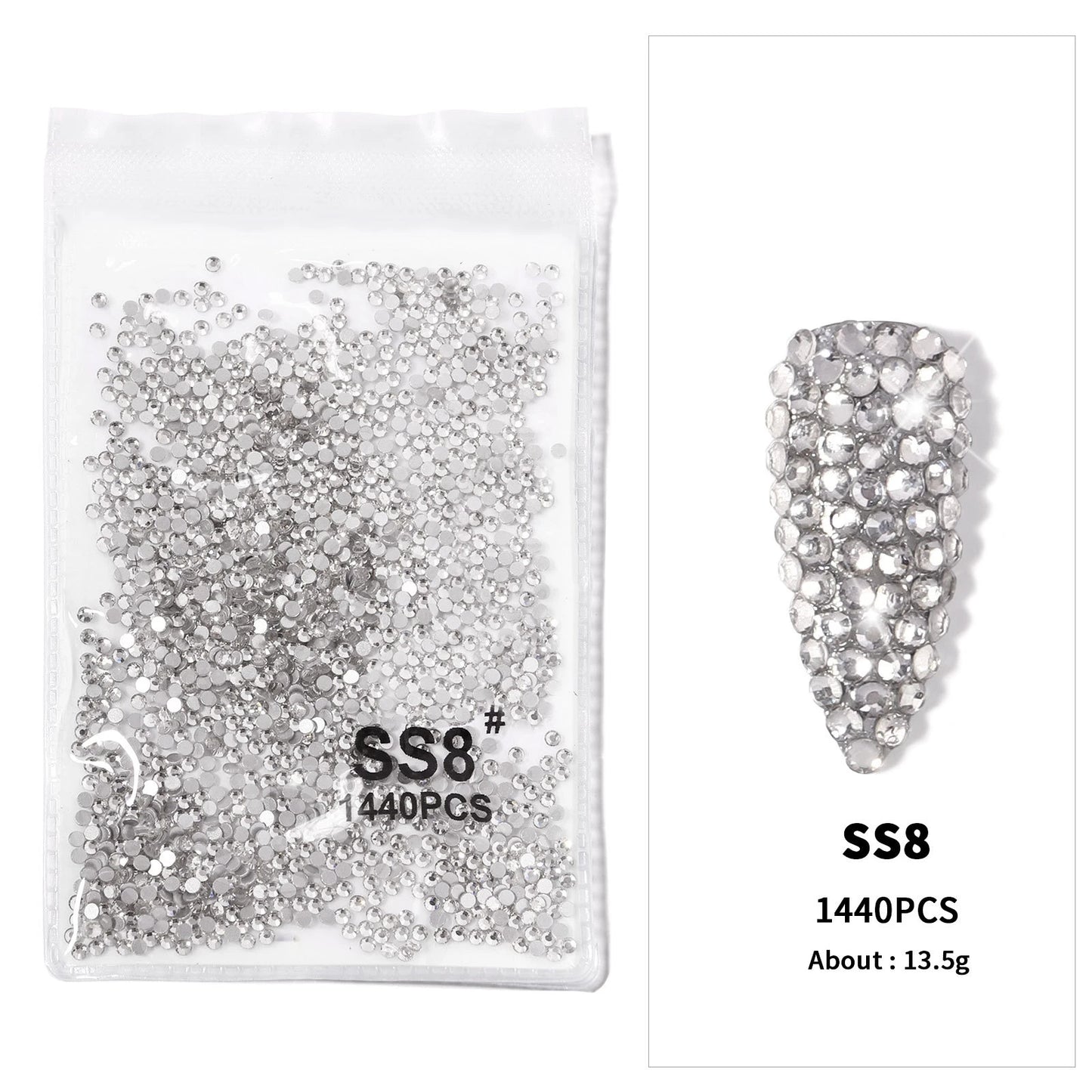 12-Grid 3D Glass AB Crystal Nail Art Rhinestones Kit – Flatback Round Beads with Tools for Nail Jewelry & Diamond Decoration