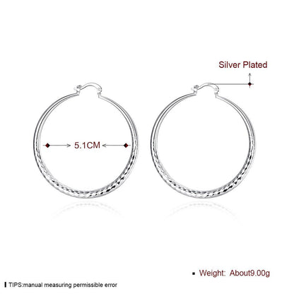 Charms 925 Sterling Silver 5CM Circle Hoop Earrings for Women - Fashionable Wedding Party Jewelry, Holiday Gifts