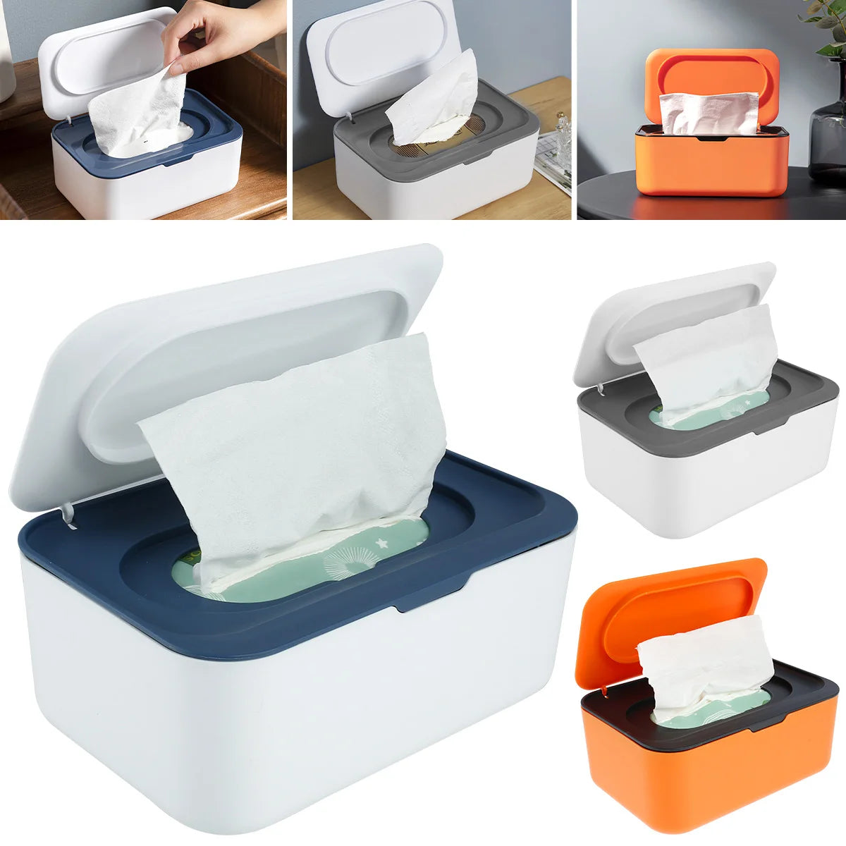 Portable Wet Tissue Box Dispenser with Lid – Dustproof Napkin & Tissue Holder for Baby, Car, and Home Use