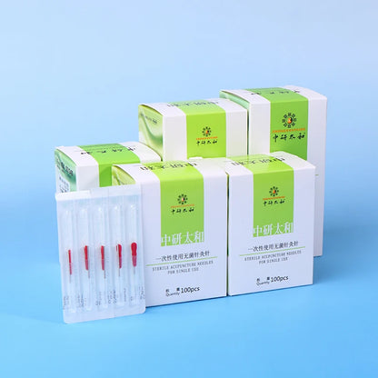 100Pcs Disposable Stainless Steel Acupuncture Needles Set – Sterile Single-Use Therapy Needles with 100 Individual Guide Tubes/Cannulas