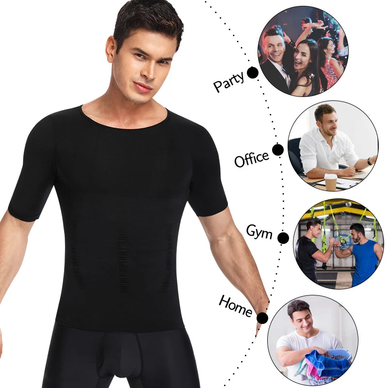 Men’s Weight Loss Body Shaper T-Shirt – Slimming Compression Gynecomastia Undershirt Waist Trainer Muscle Tank Top