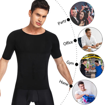 Men’s Weight Loss Body Shaper T-Shirt – Slimming Compression Gynecomastia Undershirt Waist Trainer Muscle Tank Top
