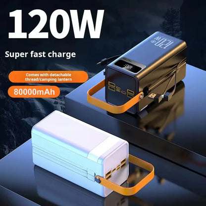 120W 100000mAh Fast Charging Power Bank - Large Capacity Portable Outdoor Power Supply for Camping and Travel