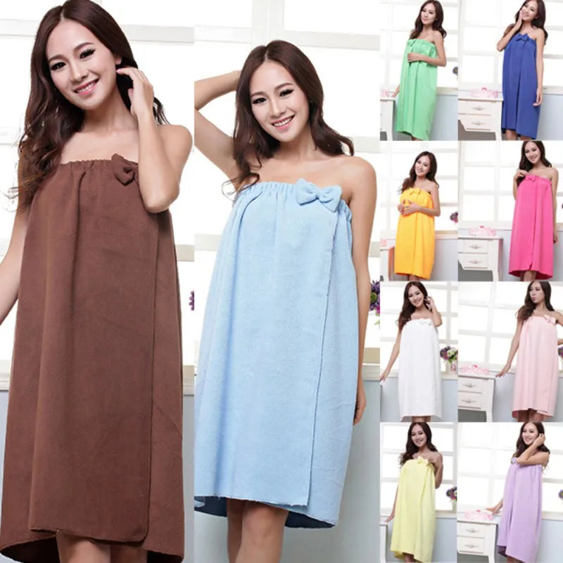 Women’s Sexy Microfiber Bath Towel Wrap – Super Absorbent Spa Bathrobe Body Bow Gown Towel