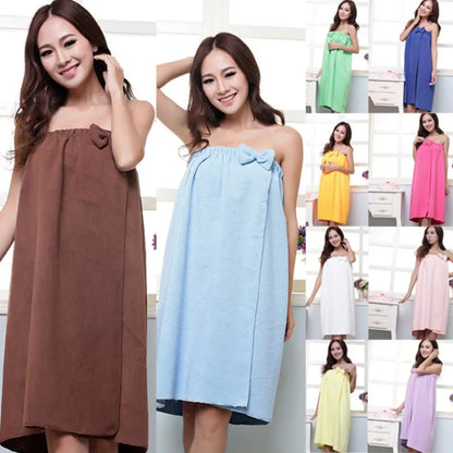 Women’s Sexy Microfiber Bath Towel Wrap – Super Absorbent Spa Bathrobe Body Bow Gown Towel